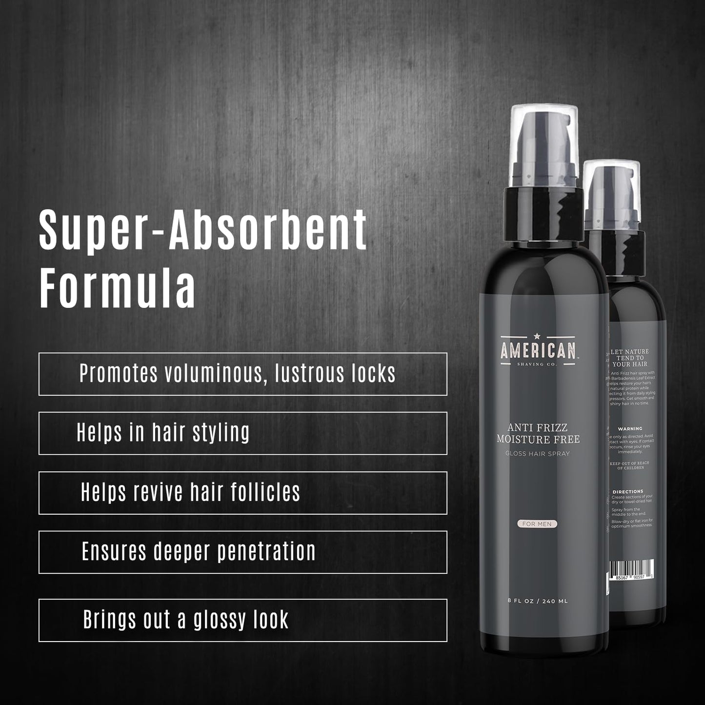 Anti-Frizz Moisture Free Gloss Hair Spray For Men